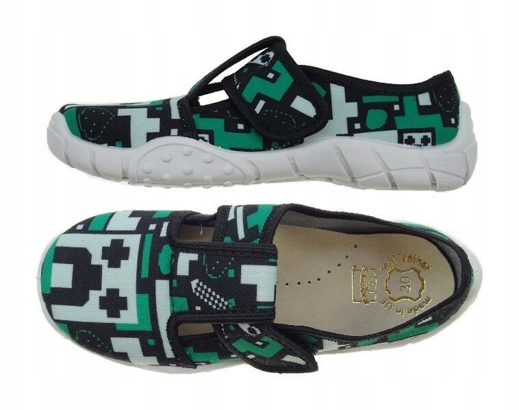 Kapcie KLOCKI na rzep wkładka skórzana Raweks B18 27