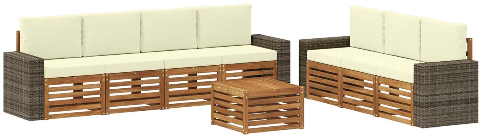vidaXL Zestawy sof z poduszką 8 pcs Lite Drewno Akacji