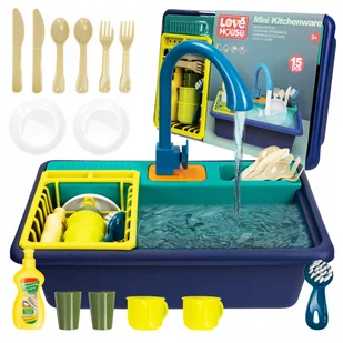 Zlewozmywak Zlew Dla Dzieci Kran Z Wodą Naczynia Sztućce Akcesoria Zestaw - Zabawy w naśladowanie dorosłych Zlewozmywak Zlew Dla Dzieci Kran Z Wodą Naczynia Sztućce Akcesoria Zestaw - Zabawy w naśladowanie dorosłych - miniaturka - grafika 1