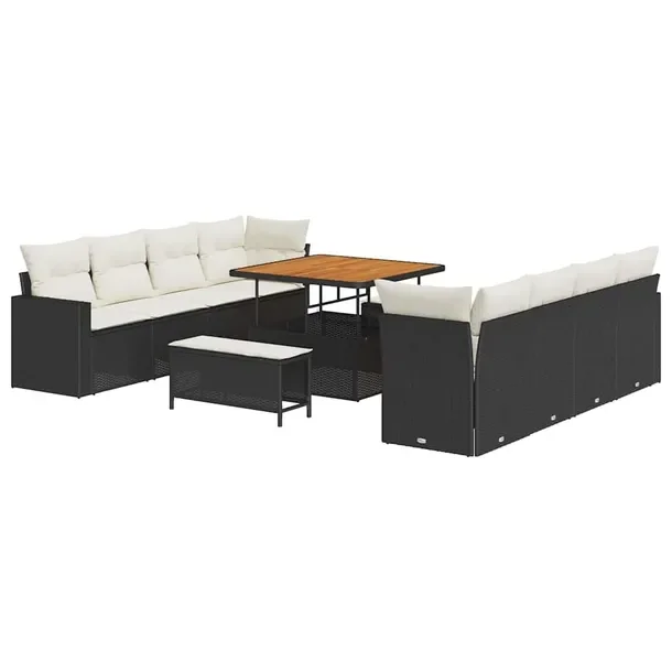 Zestaw Sof Ogrodowych Modularnych z Polirattanu, Czarny, 50-70 cm