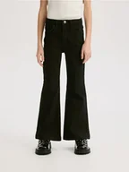 Spodnie i spodenki dla dziewczynek - Reserved - Jeansy flare high waist - czarny - miniaturka - grafika 1