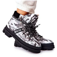 Botki damskie - Skórzane Trapery Botki Big Star II274368 Moro Czarne białe - miniaturka - grafika 1