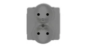 Gniazdka elektryczne - Karlik Gniazdo podwójne z uziemieniem DECO SOFT szary 27DGPRSO-2z - miniaturka - grafika 1