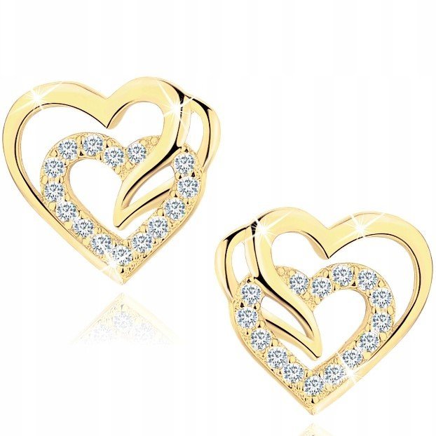 ZŁOTE KOLCZYKI wkrętki sztyfty SERCA STAL CHIRURGICZNA 316L szlachetna