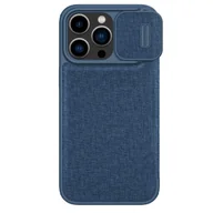 Etui i futerały do telefonów - Nillkin Qin Cloth Pro Case etui do iPhone 14 Pro osłona na aparat kabura pokrowiec obudowa z klapką niebieski - miniaturka - grafika 1