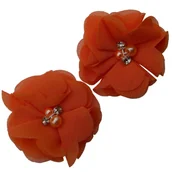 Sztuczne kwiaty - Kwiat Ozdobny Z Materiału Pomarańczowy 2 Szt. Nr 1 - miniaturka - grafika 1
