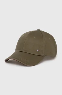 Tommy Hilfiger czapka z daszkiem bawełniana kolor zielony gładka AM0AM12534 - Czapki męskie - miniaturka - grafika 1