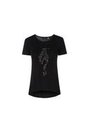 Koszulki i topy damskie - Czarny T-shirt damski z aplikacją - miniaturka - grafika 1