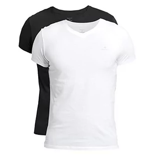 GANT Męski T-shirt z dekoltem w serek, 2-pak Lounge Essentials, wielokolorowy, czarno-biały, XXL - Koszulki męskie - miniaturka - grafika 1