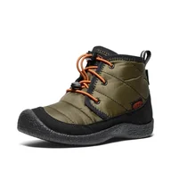 Buty dla chłopców - KEEN Unisex dziecięce buty Howser 2 Chukka wodoodporne buty, Ciemny oliwkowy złoty płomień, 35 EU - miniaturka - grafika 1