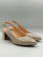 Czółenka - Złote ażurowe czółenka z otwartą piętą złote detale L-554V PULSO r. 39 - miniaturka - grafika 1