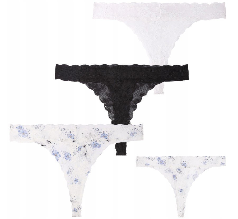 Eleganckie Stringi Damskie Koronkowe Subtelne Delikatne Moraj 3-Pak Xl