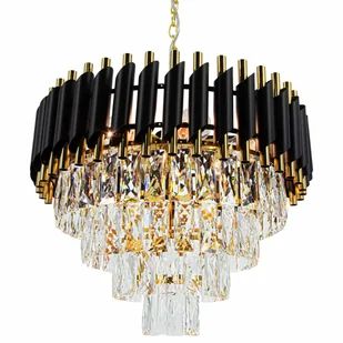 Żyrandol kryształowy glamour Toledo 6260/6 TR BL pałacowy czarny złoty - Lampy sufitowe - miniaturka - grafika 1