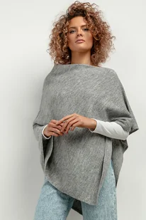 Ponczo z dzianiny swetrowej, T419, one size, szary - Swetry damskie Ponczo z dzianiny swetrowej, T419, one size, szary - Swetry damskie - miniaturka - grafika 1