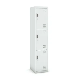 B2B Partner Szafka 3-drzwiowa, zamek cylindryczny, 1800 x 380 x 450 mm, szary/szary CY-018 RAL7035/7035 - Szafki BHP - miniaturka - grafika 1