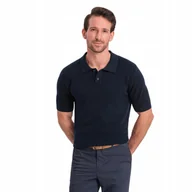Koszulki męskie - Męska koszulka polo bawełniana wygodna granatowa Ombre OM-POSS-0117 V2 XXL - miniaturka - grafika 1