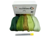 Dekoratorstwo - Wełna merynos, zestaw kolorów, 3 igły: zielony - miniaturka - grafika 1