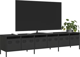 Szafka RTV, czarna, 202x39x43,5 cm, stal walcowana na zimno - Szafki RTV - miniaturka - grafika 1