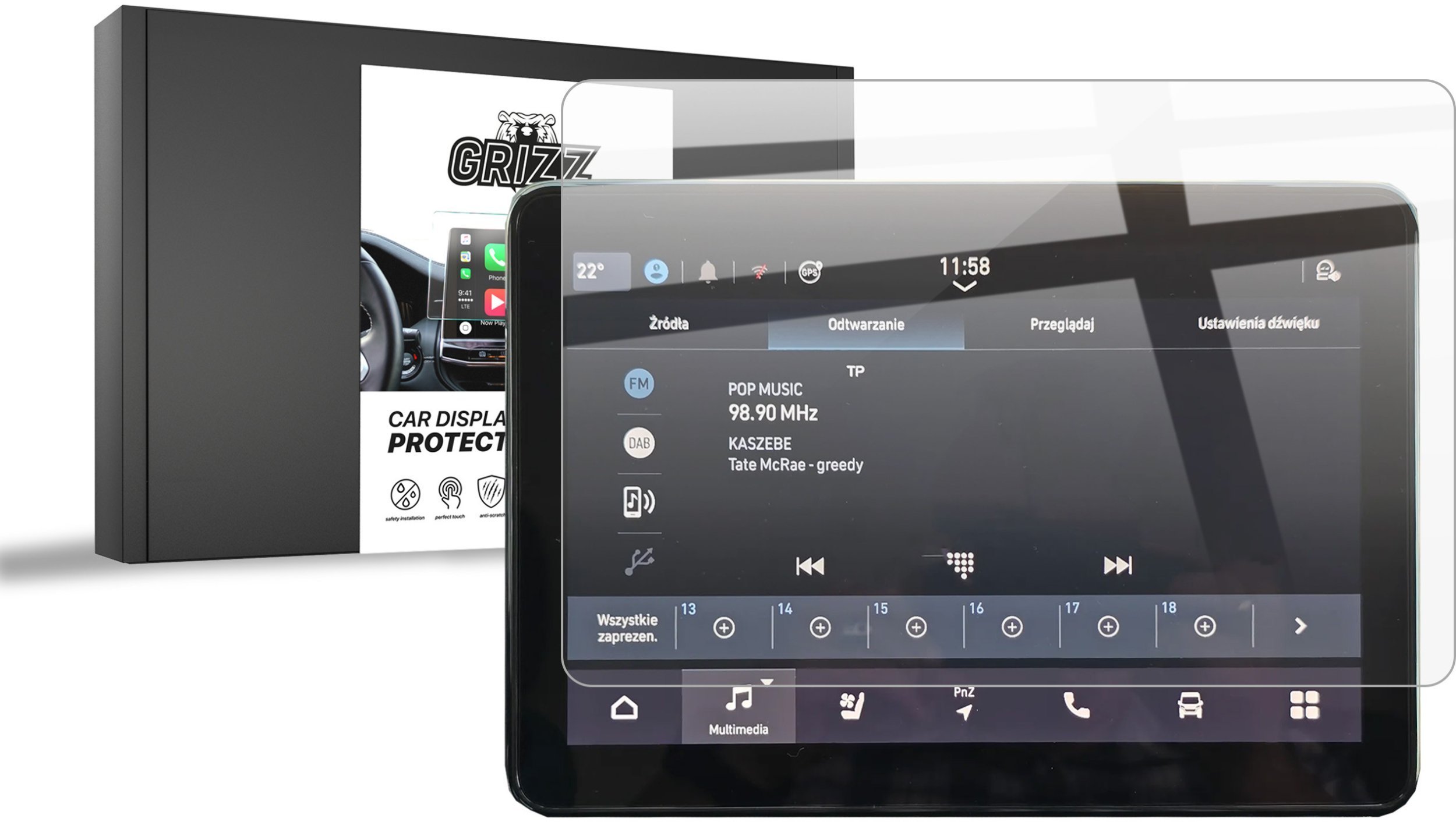 GrizzGlass Folia ceramiczna CarDisplay Protection do Fiat Mileo 10