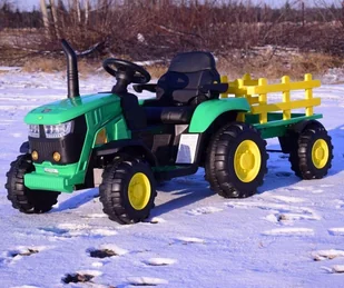 Mega Traktor Na Akumulator Z Przyczepą Zielony /hl3388 - Pojazdy elektryczne dla dzieci - miniaturka - grafika 13