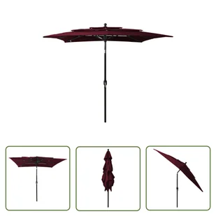 The Living Store 3-poziomowy parasol na aluminiowym słupku - bordowy - 2 -5x2 -5 m - Parasol Ogrodowy - Parasole ogrodowe - miniaturka - grafika 1