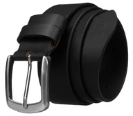 Paski - Skórzany klasyczny pasek męski z tradycyjną srebrną klamrą PETERSON 85 czarny szeroki do jeansów i eleganckich stylizacji samodzielna regulacja dług.. - miniaturka - grafika 1