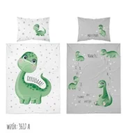 Pościel dla dzieci - Detexpol Pościel bawełniana 100x135 Dinuś 3617 A zielona biała dinozaury drobne dziecięca Kids 1 - miniaturka - grafika 1