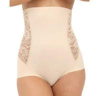 Komplety bielizny - Figi damskie z wysoką talią 024 modelujące z koronką beżowe  3XL - miniaturka - grafika 1