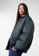 Kurtki damskie - Stradivarius Kurtka bomberka basic Szary L - miniaturka - grafika 1