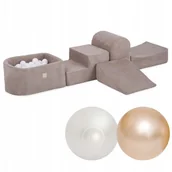 Zabawki sensoryczne - Piankowy Plac Zabaw Mini dla Dzieci Misioo Beżowy Tor Przeszkód Sztruks - miniaturka - grafika 1