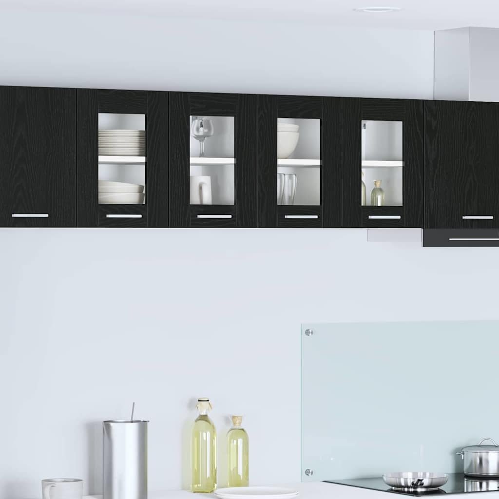 vidaXL vidaXL Szafka wisząca z drzwiami 2 pcs Czarny Dąb 60 x 31 x 40 cm