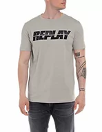 Koszulki męskie - Replay T-shirt męski, Warm Grey 104, XL - miniaturka - grafika 1