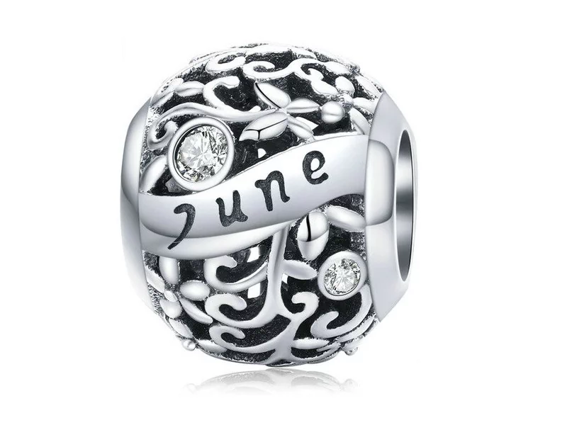 Pandora Valerio.pl Rodowany srebrny charms do miesiąc czerwiec month june cyrkonie srebro 925 CHARM219 CHARM219