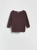Swetry damskie - Reserved - Sweter z wiskozą - brązowy - miniaturka - grafika 1