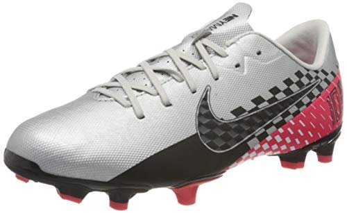 NIKE Jr Vapor 13 Academy NJR FG/MG, Buty piłkarskie Unisex dla dzieci, Wielobarwny Chrome Black Red Orbit Platinum Tint 6, 28 EU