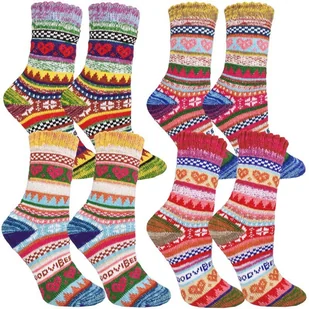 Skarpetki Modne Stylowe Wygodne Na Prezent Damskie Thermo Kolorowe Grube Ciepłe Norweskie Mer 4-pak 35-38 - Skarpetki damskie - miniaturka - grafika 1