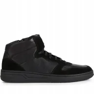 Botki męskie - Geox Trzewiki Męskie Czarne Skórzane z Logo na Zamek 44 Ż7d - miniaturka - grafika 1