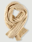 Apaszki i szaliki damskie - Szalik beżowy z warkoczowym splotem - miniaturka - grafika 1