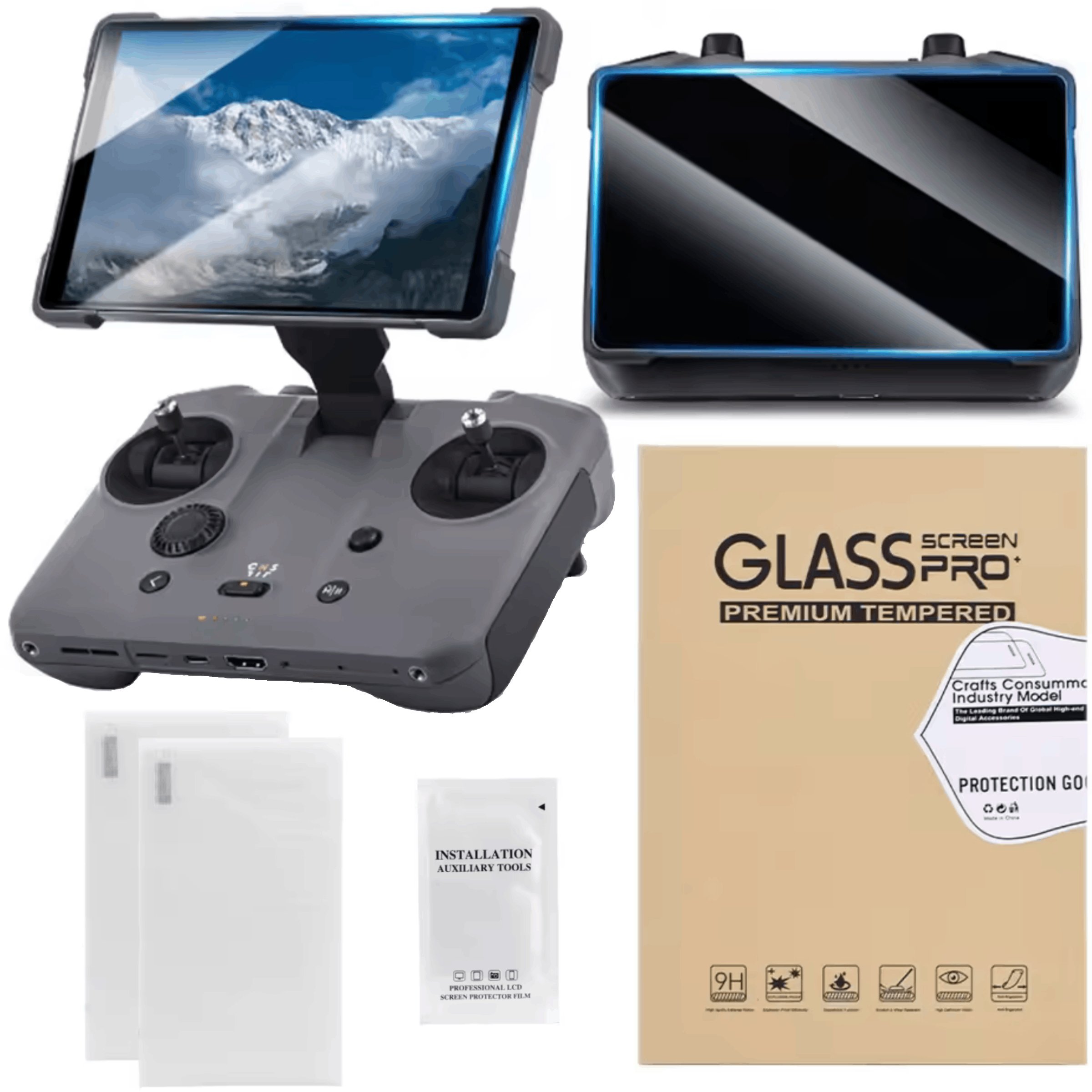 SZKŁO HARTOWANE 9H DO KONTROLERA PILOTA DJI RC PRO 2 / MAVIC 4 PRO 2SZT 9H HD ULTRACIENKIE