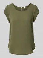 Bluzki damskie - Bluzka z krótkim rękawem o luźnym kroju z efektem krepy model 'VIC' - miniaturka - grafika 1