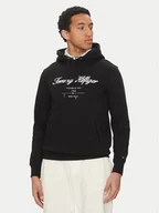 Bluzy męskie - Tommy Hilfiger Bluza Script Logo MW0MW33631 Czarny Regular Fit - miniaturka - grafika 1
