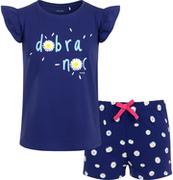 Piżamy dla dziewczynek - Piżama z krótkim rękawem dla dziewczynki, z napisem dobra noc, spodenki w stokrotki, granatowa, 2-8 lat - miniaturka - grafika 1