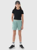 Spodnie i spodenki dla dziewczynek - 4F Spodenki dresowe dziewczęce - turkusowe 122 (6-7 lat) - miniaturka - grafika 1