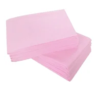 Kosmetyczne akcesoria jednorazowe - Prześcieradło jednorazowe 100cm x 215cm różowe włókninowe 15g 10szt - miniaturka - grafika 1