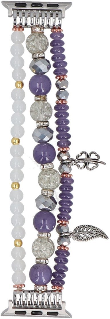 GlacierX bransoleta do smartwatcha Multi Strand Beaded Charm Bracelet Crystal Violet do Apple Watch 38/40/41mm Srebrno-fioletowa
