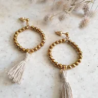 Kolczyki - Kolczyki chwosty WĘZŁY kółka hematyt złoty - miniaturka - grafika 1