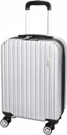 Walizki - WALIZKA TWARDA BAGAŻ KABINOWY ABS 35L 4 KOŁĄ RĄCZKA DON PEREGRINO SREBRNA - miniaturka - grafika 1