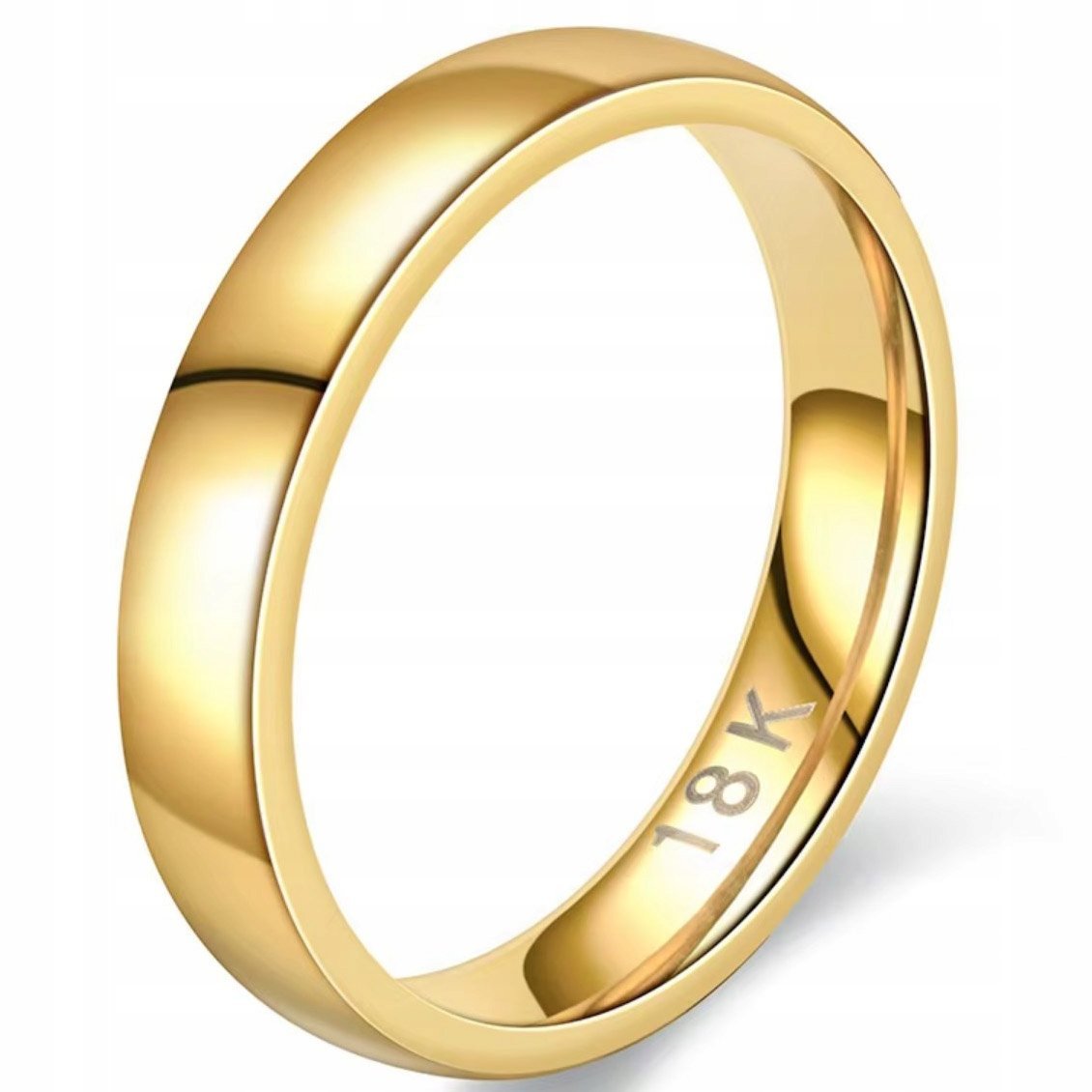 Złota Obrączka 4 mm 18K Elegancka Stylowa Pierścień Sygnet Stal Szlachetna