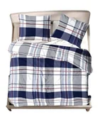 Pościel - Komplet pościeli 100% bawełna premium krata granat-szary-biały - miniaturka - grafika 1