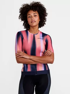 Koszulki sportowe damskie - Craft Koszulka kolarska "ADV Aero Jersey" w kolorze różowo-niebieskim - grafika 1